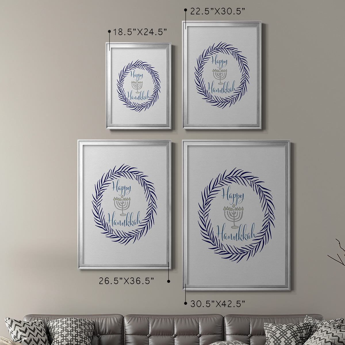 Hanukkah Wreath - Modern Framed Canvas Print