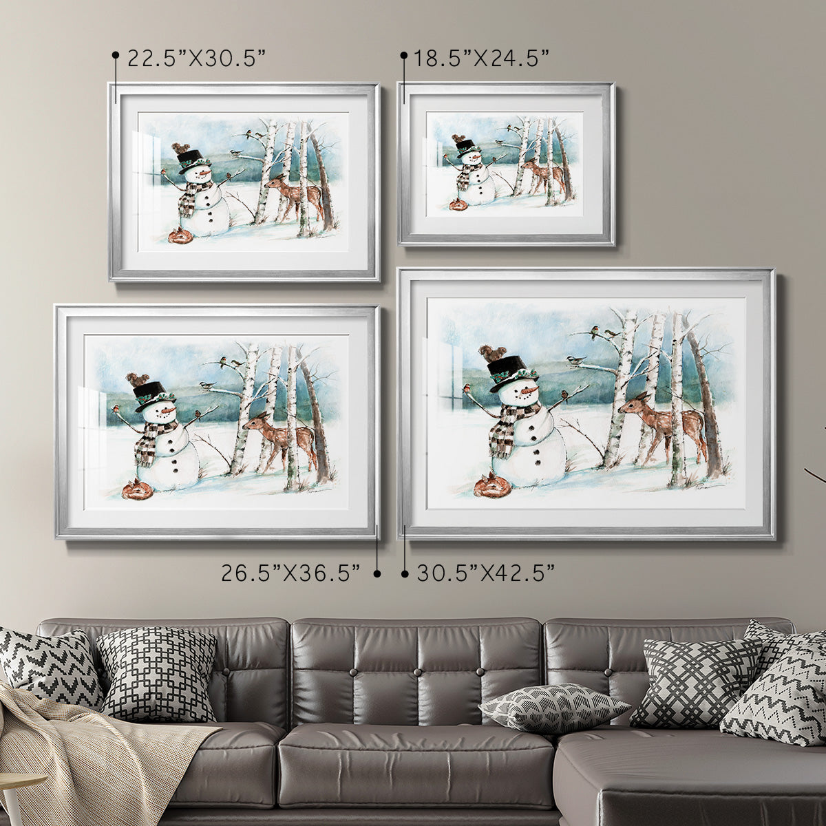 Snow Friends - Modern Framed Art Print