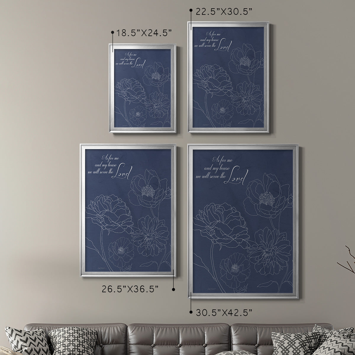Serve the Lord Floral Sketch - Modern Framed Canvas Print