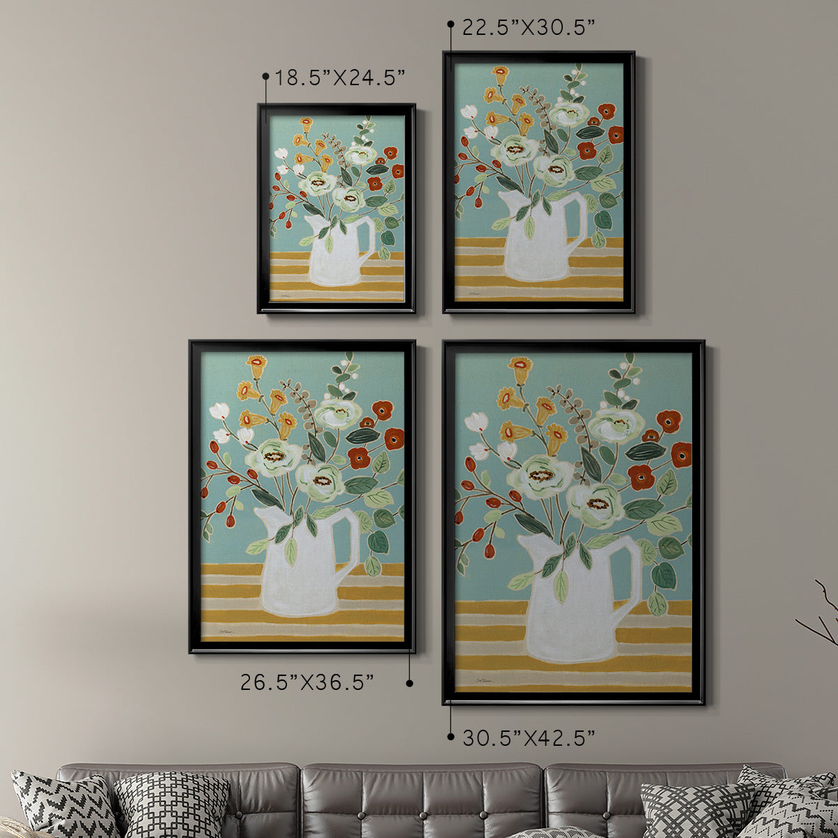 Joyful Blossoms II - Modern Framed Canvas Print