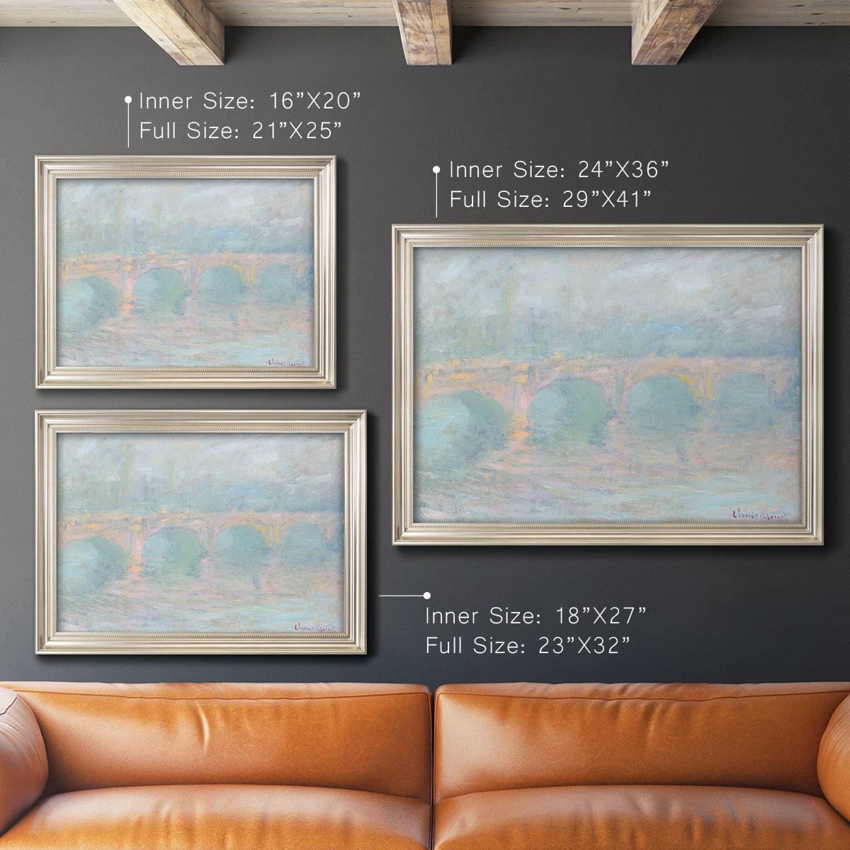 Waterloo Bridge At Sunset Pink Effect - Ornate Framed Canvas Print