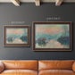 Impressionist winter river sunset scene by Claude Monet in an ornate bronzed mahogany wood frame shown in multiple size options.