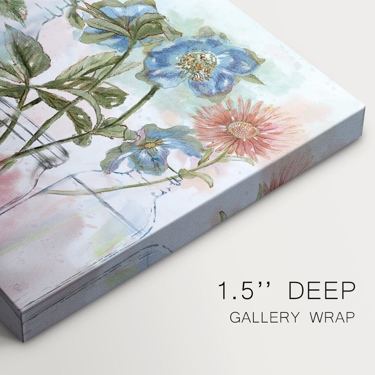 flowers,jars,glass,floral arrangements,colorful,blooms,greenery,display,nature,daylight,vibrant colors,spring,decoration,garden,creativity,water,botanical,petals,soft background,artistry,still life,pink,blue,yellow,green,home decor,craft,arrangement,beauty,freshness,ornamental,seasonal,vivid,joyful,aesthetic,handpicked,celebration,nature inspired,tranquility