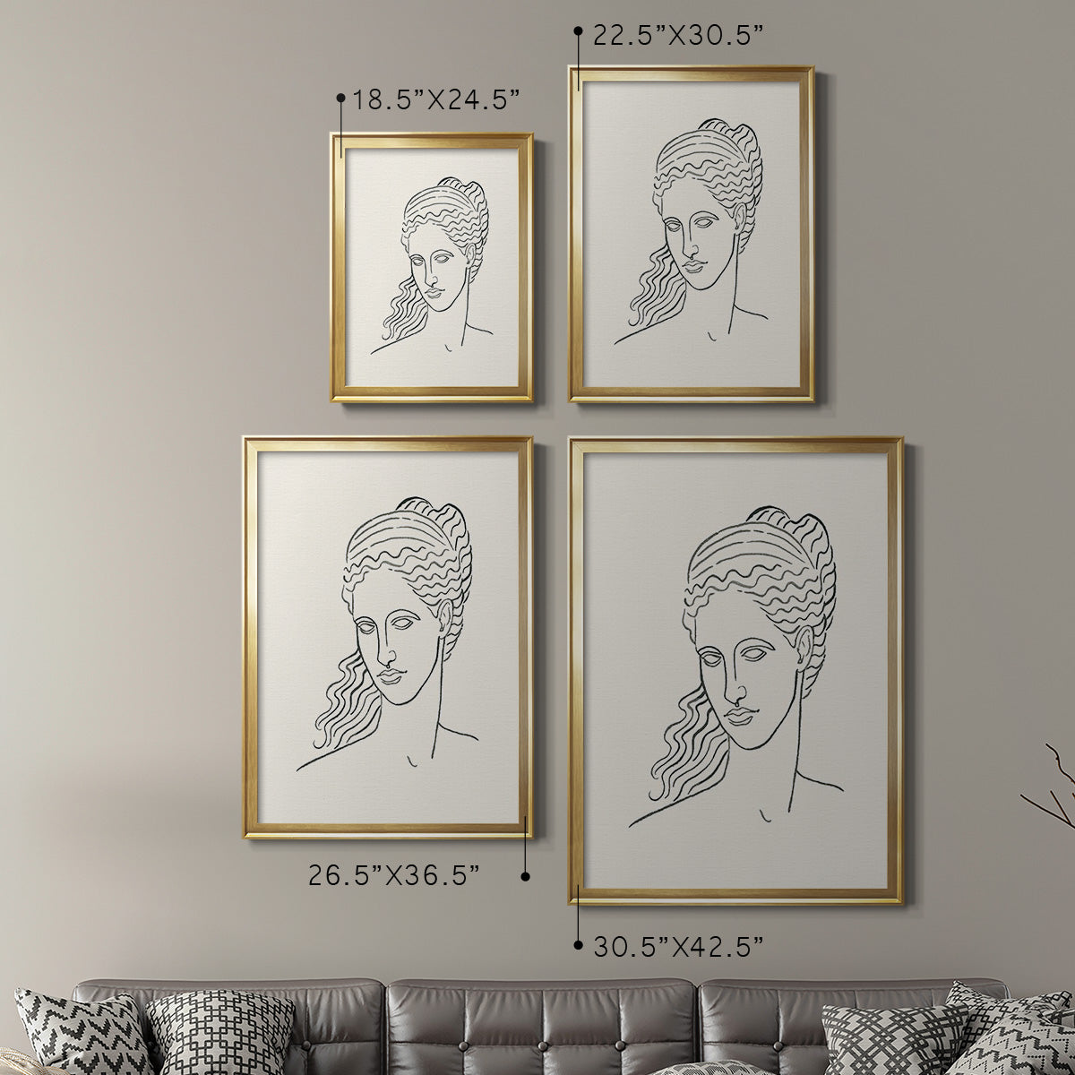 Greek Busts II - Modern Framed Canvas Print