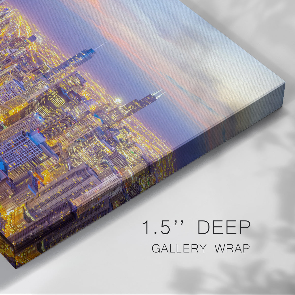 Chicago at Night Aerial - Gallery Wrapped Canvas