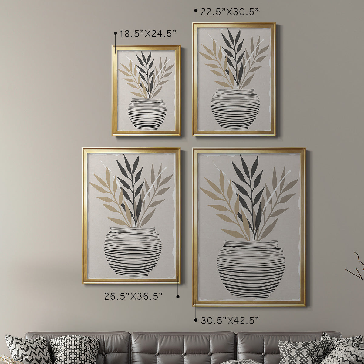 Palm Arrangement I - Modern Framed Canvas Print