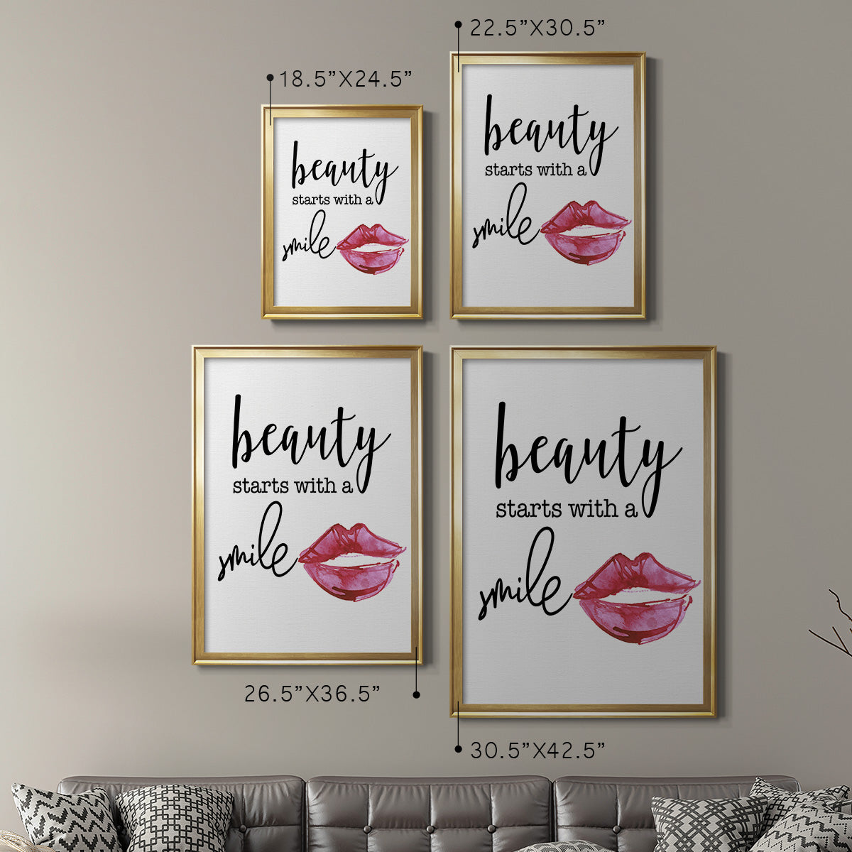 Beauty Starts With A Smile - Modern Framed Canvas Print