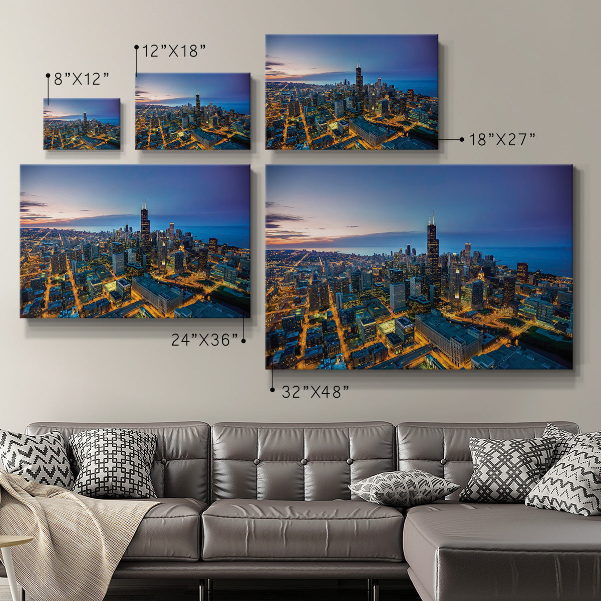 Sunset Downtown Chicago - Canvas Art Print