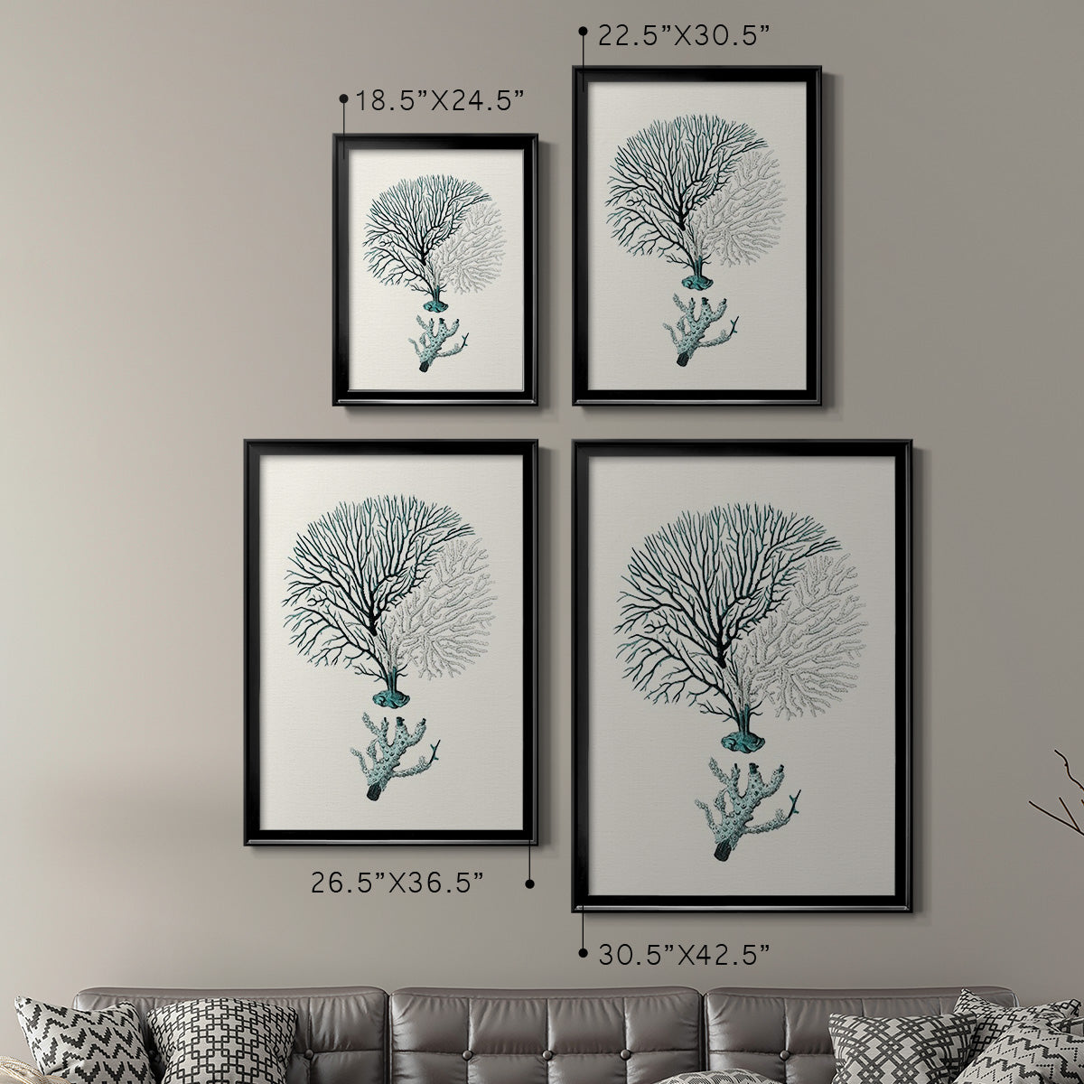 Antique Coastal Coral III - Modern Framed Canvas Print