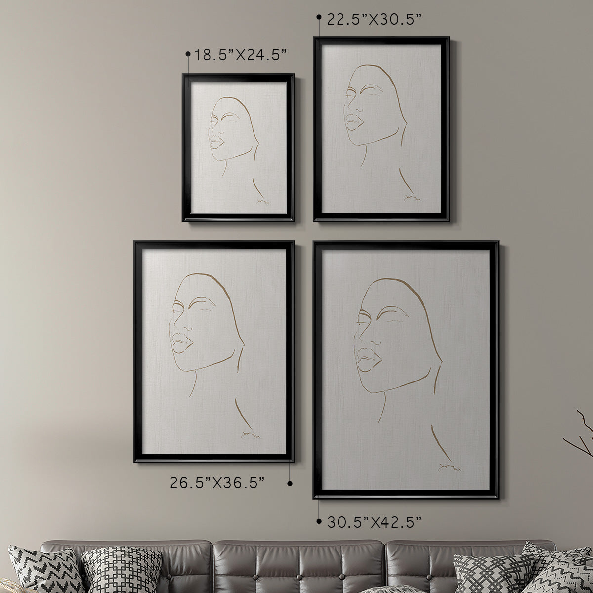 Portrait Sketch II - Modern Framed Canvas Print