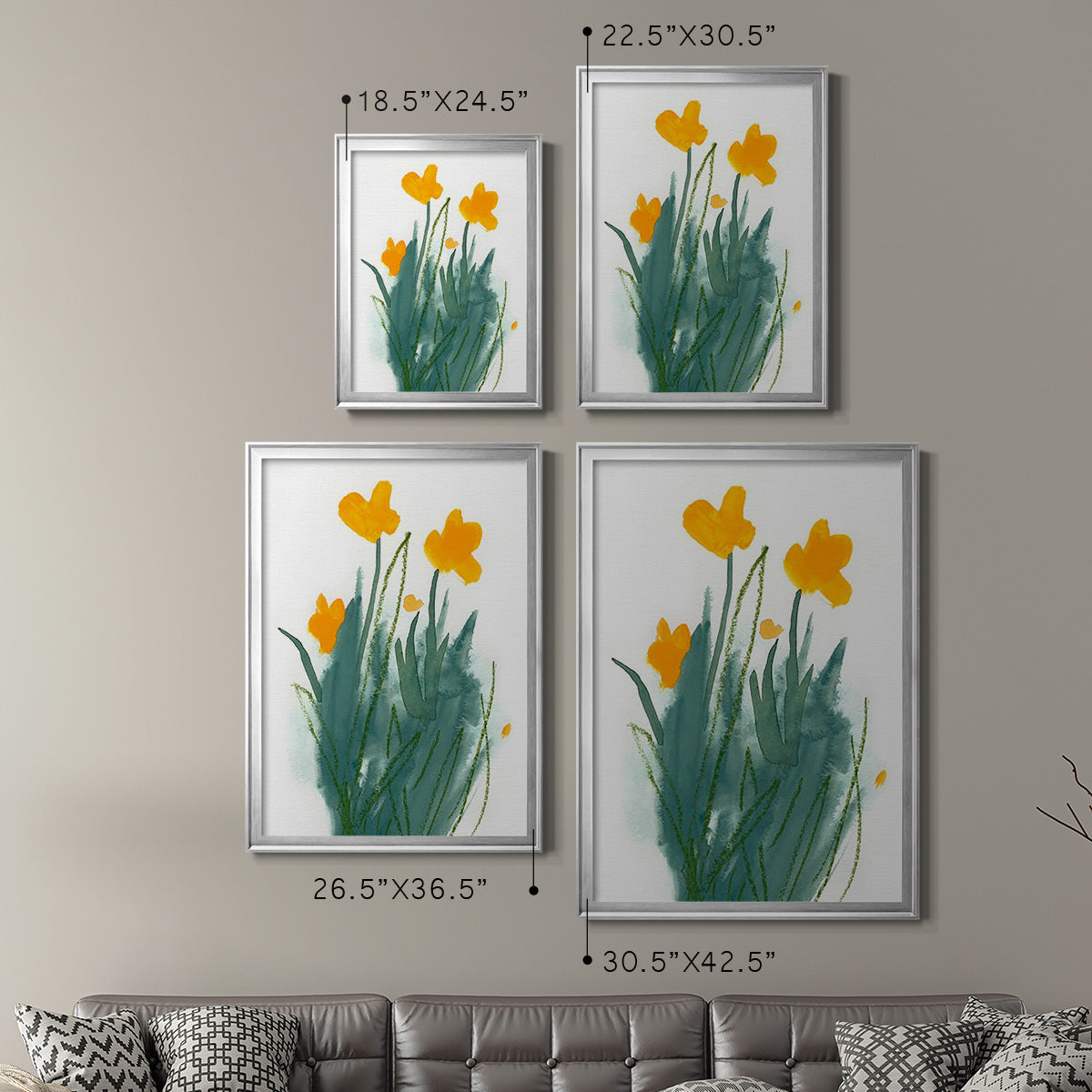 Daffodil Bunch I - Modern Framed Canvas Print