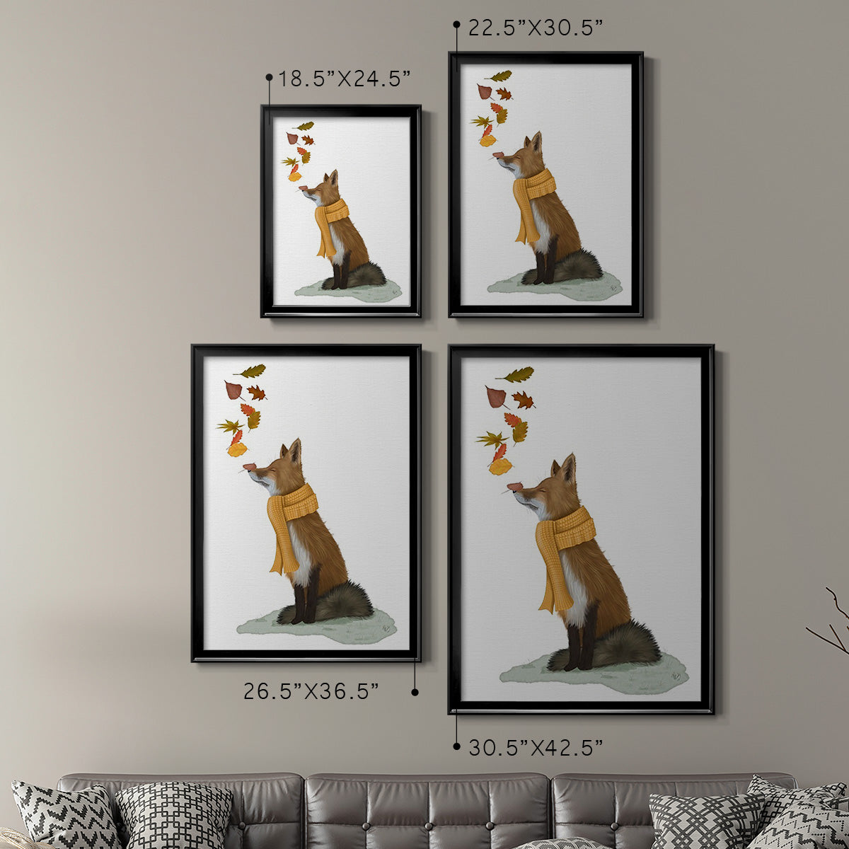 Fox Leaves on Nose - Modern Framed Canvas Print