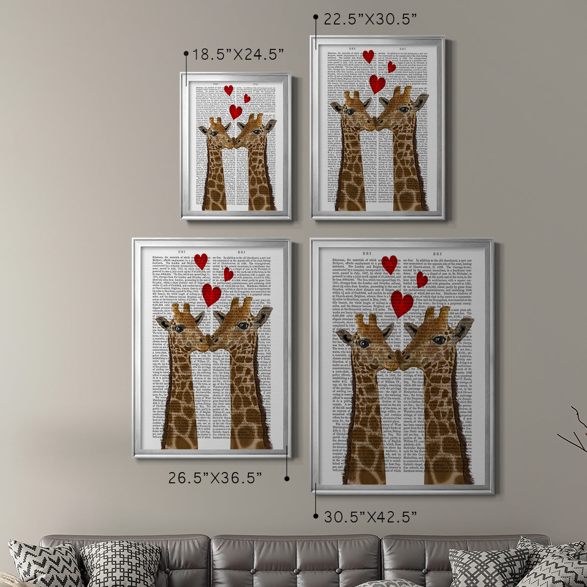 Giraffe Love - Modern Framed Canvas Print