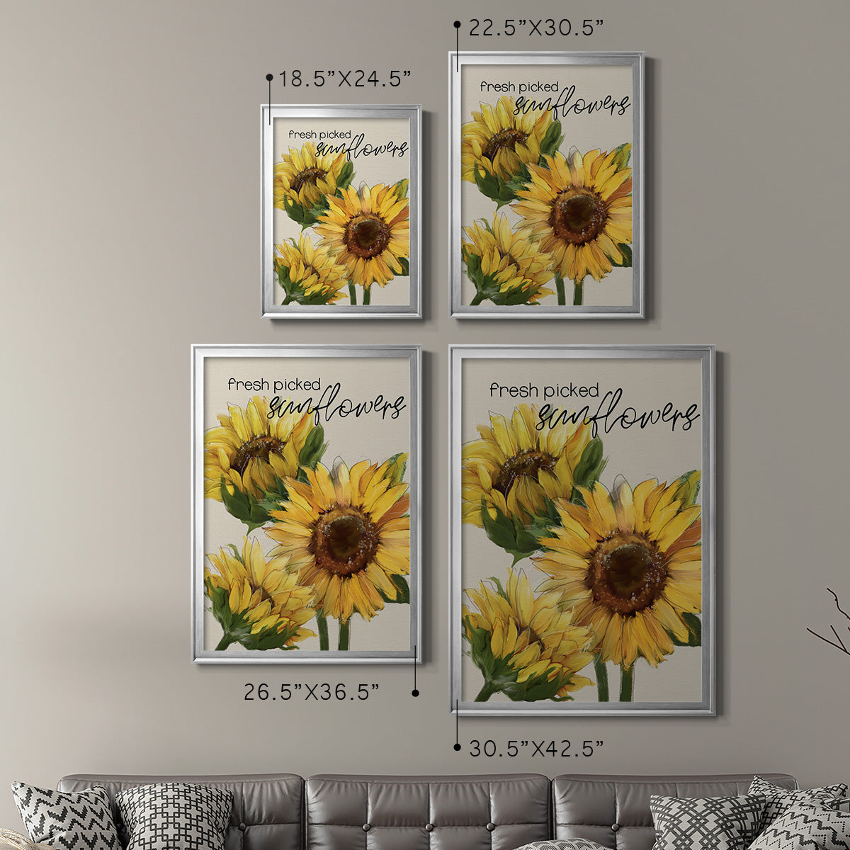 Fresh Picked Sunflowers - Modern Framed Canvas Print