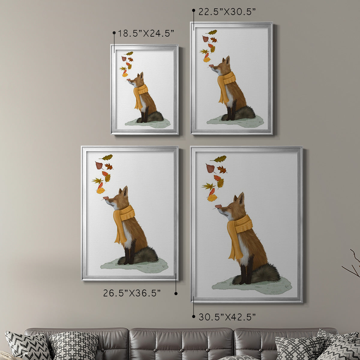 Fox Leaves on Nose - Modern Framed Canvas Print