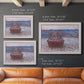 Impressionist single haystack landscape by Claude Monet in an ornate weathered white frame shown in multiple size options.