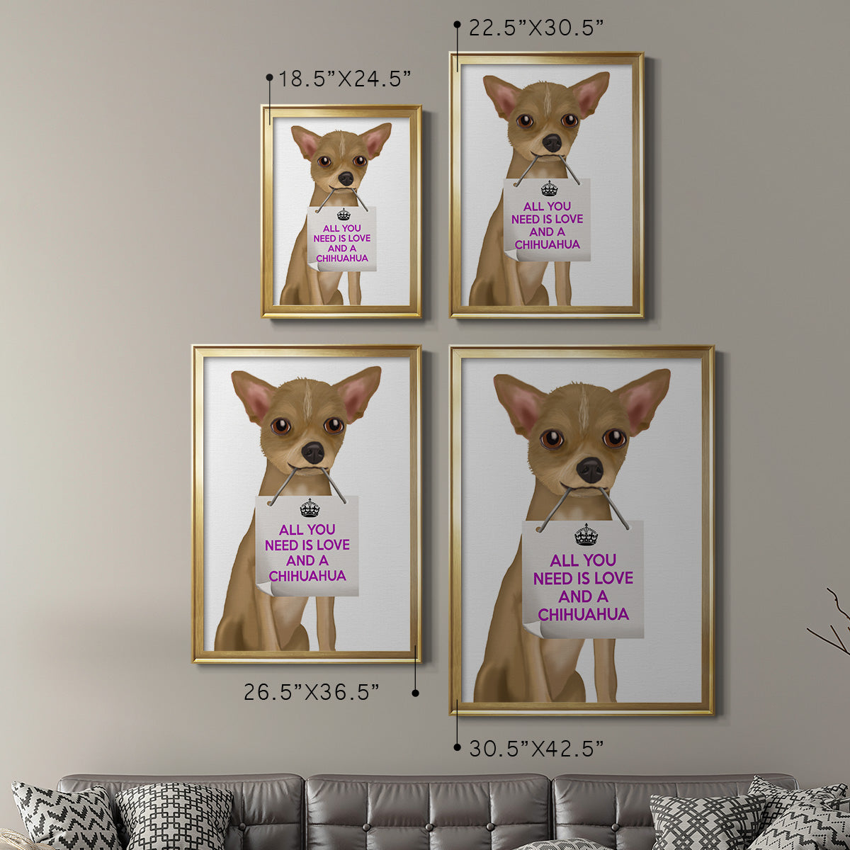 Love and Chihuahua - Modern Framed Canvas Print