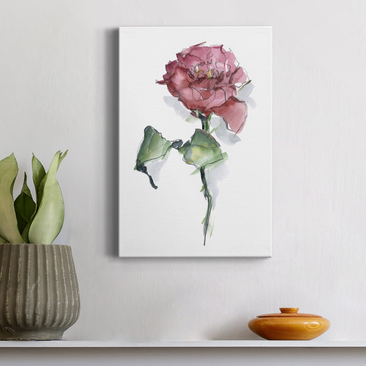 Watercolor Floral Contour I Premium Gallery Wrapped Canvas - Ready to Hang