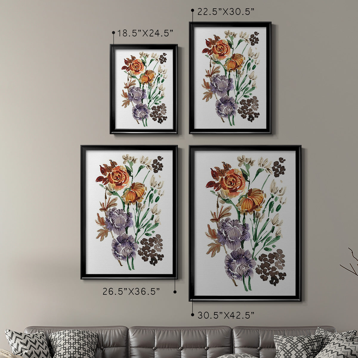 Garden Bouquets I - Modern Framed Canvas Print