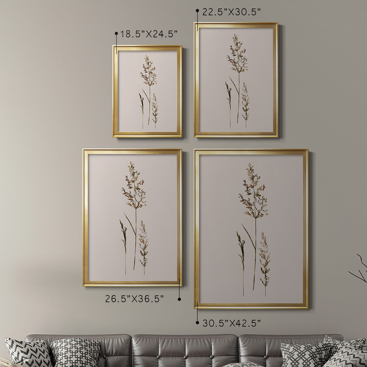 Delicate Stems II - Modern Framed Canvas Print