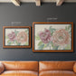 Modern peony floral drawing in an ornate vintage burl wood frame shown in multiple size options.