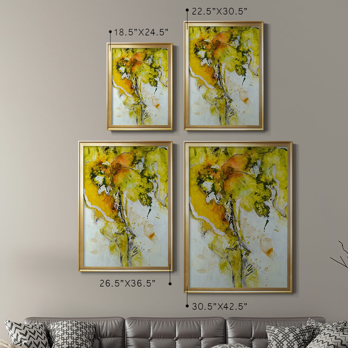 Golden Foliage II - Modern Framed Canvas Print