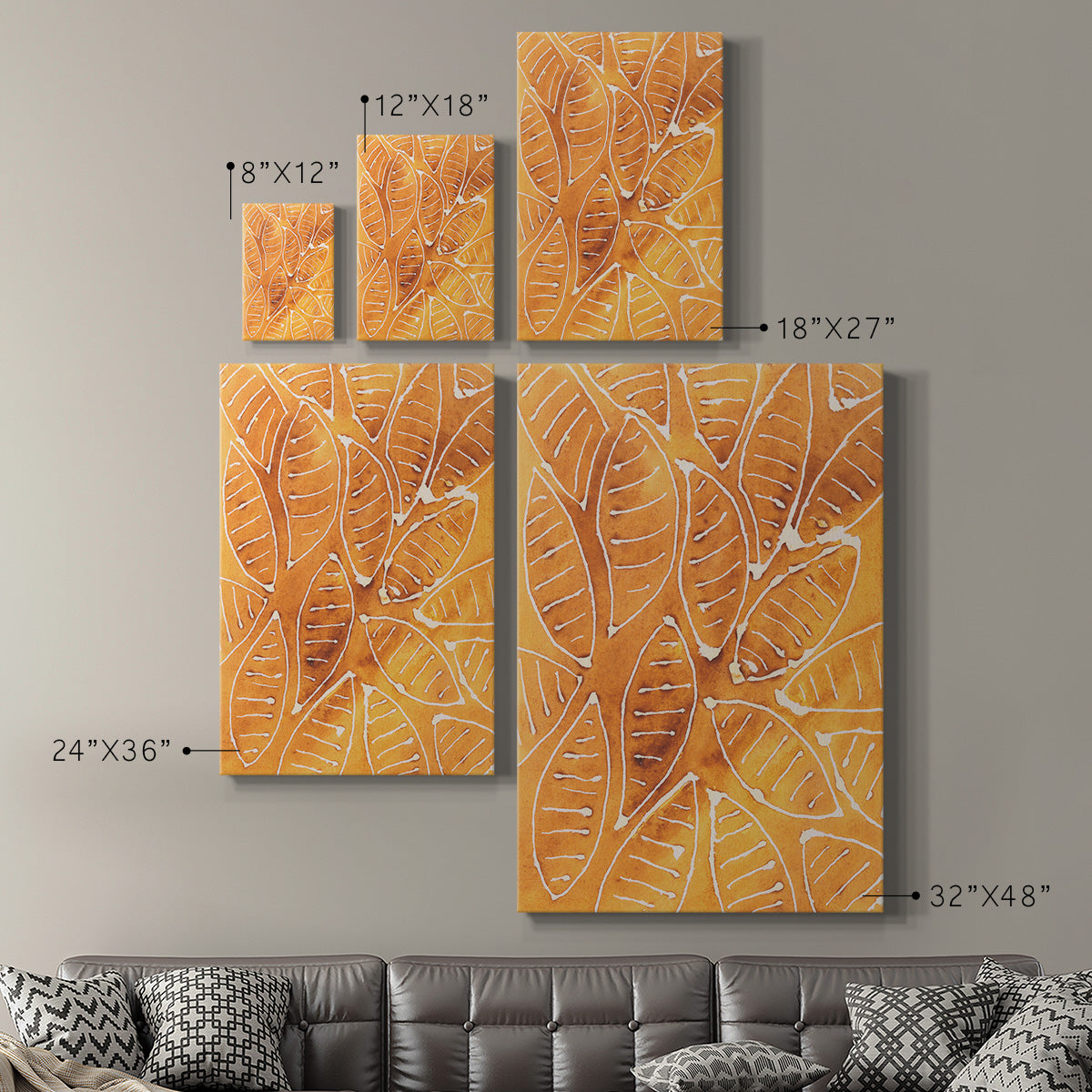 Stylized Leaf Shapes II Premium Gallery Wrapped Canvas - Ready to Hang