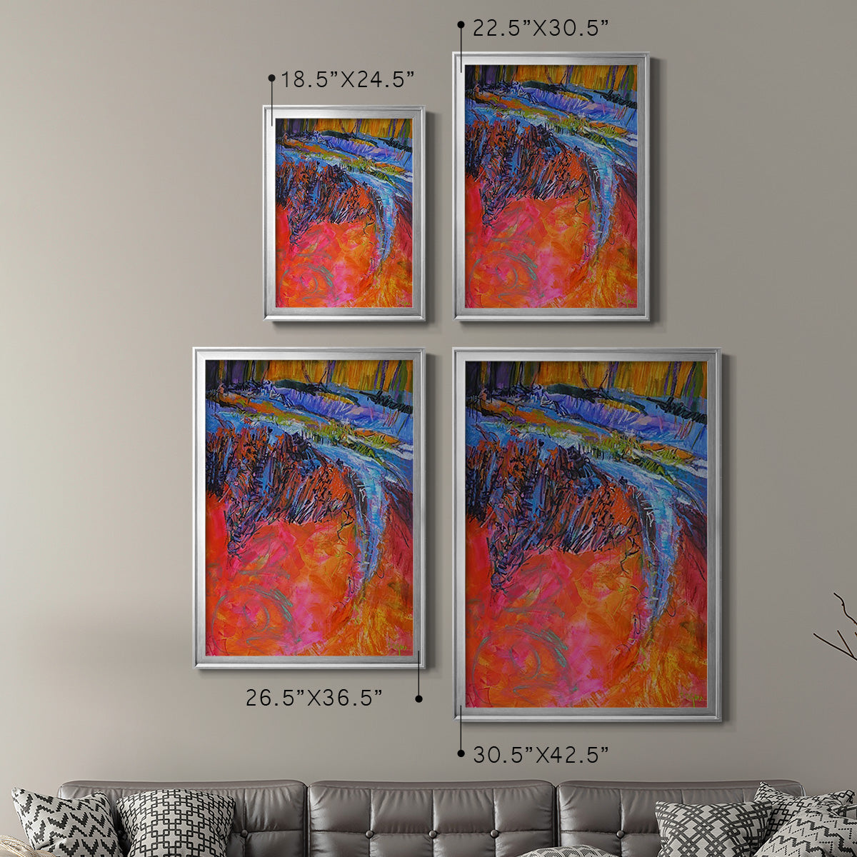 Vibrant Flow I - Modern Framed Canvas Print