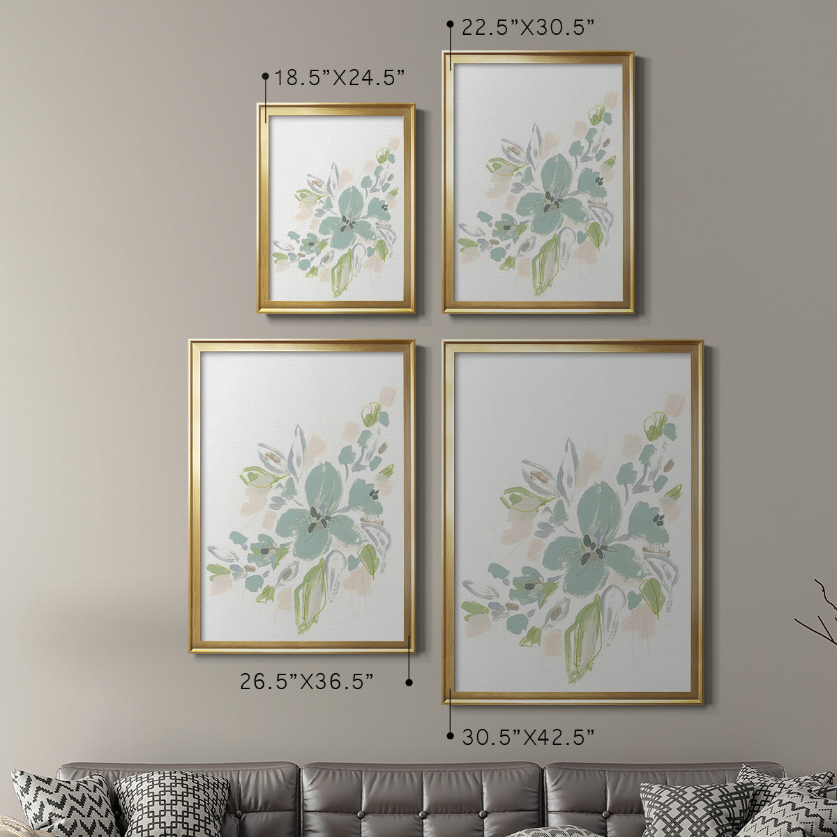 Seafoam Petals II - Modern Framed Canvas Print