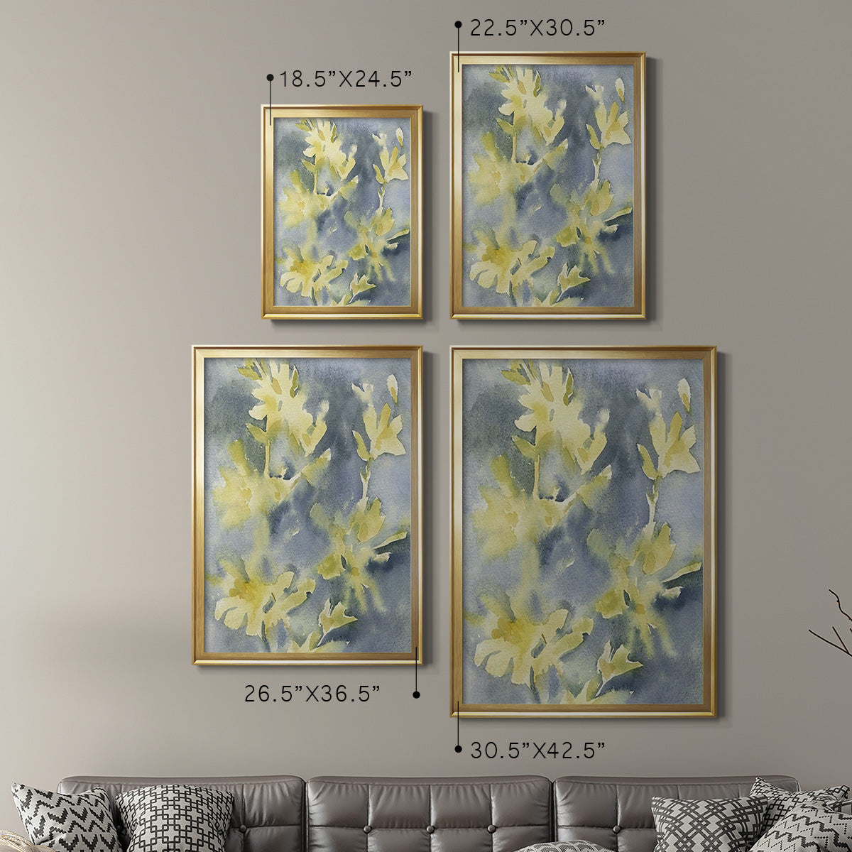 Forsythia Blooms II - Modern Framed Canvas Print