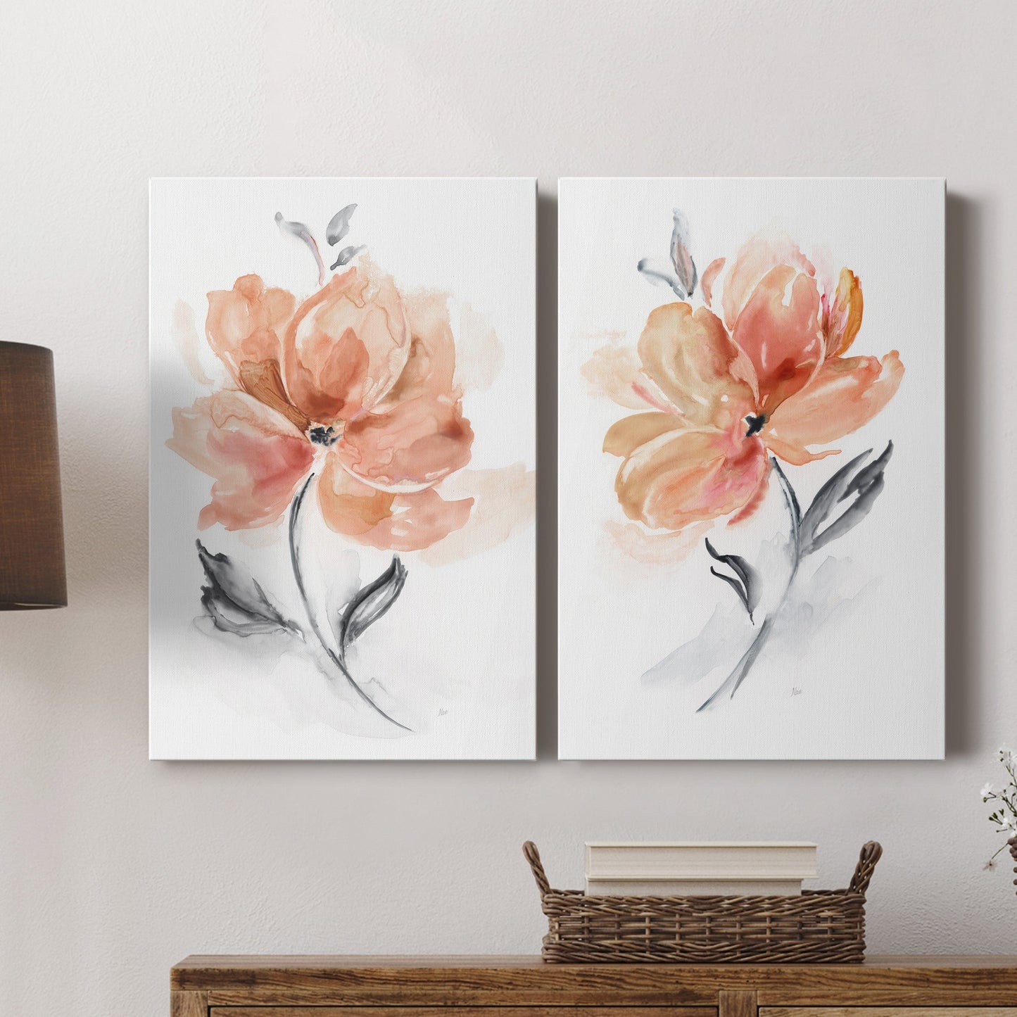 Soft Sensation I Premium Gallery Wrapped Canvas - Ready to Hang - Set of 2 - 8 x 12 Each