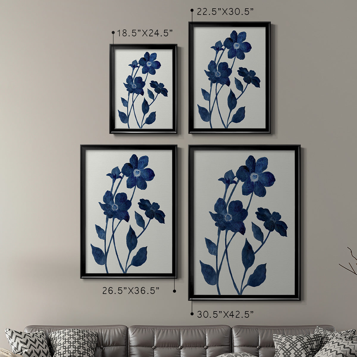 Indigo Bloom II - Modern Framed Canvas Print