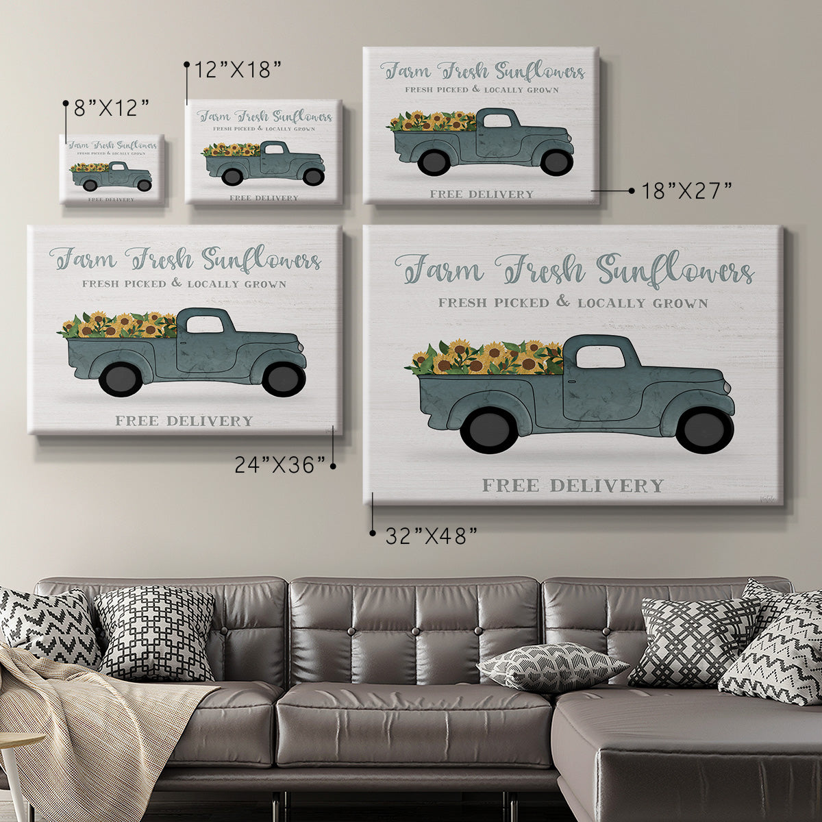 Farmers Market Truck Premium Gallery Wrapped Canvas - Ready to Hang