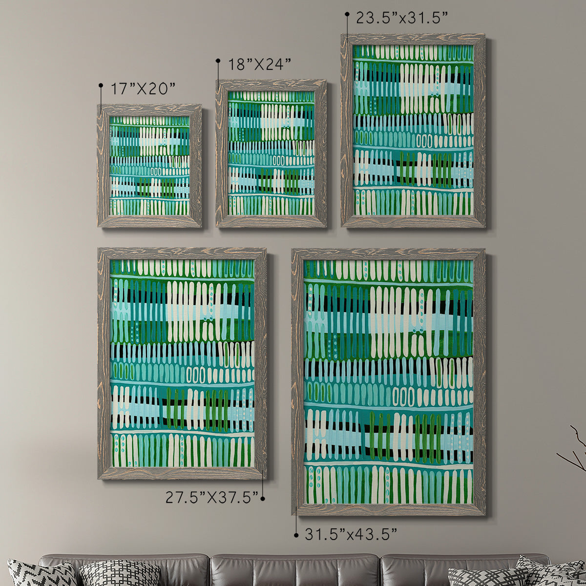 Teal Pattern I - Premium Framed Canvas 2 Piece Set - Ready to Hang