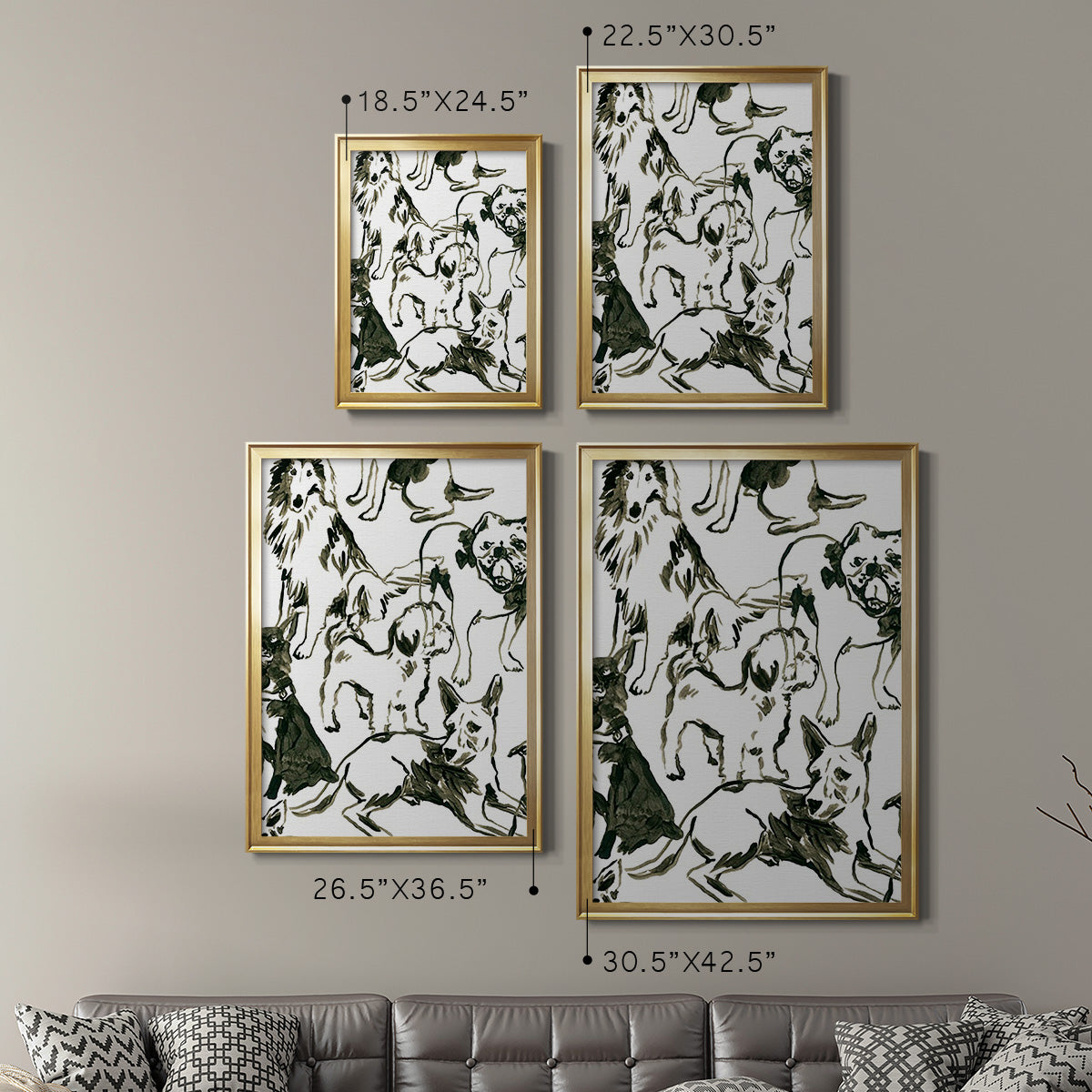 Canine Collage I - Modern Framed Canvas Print