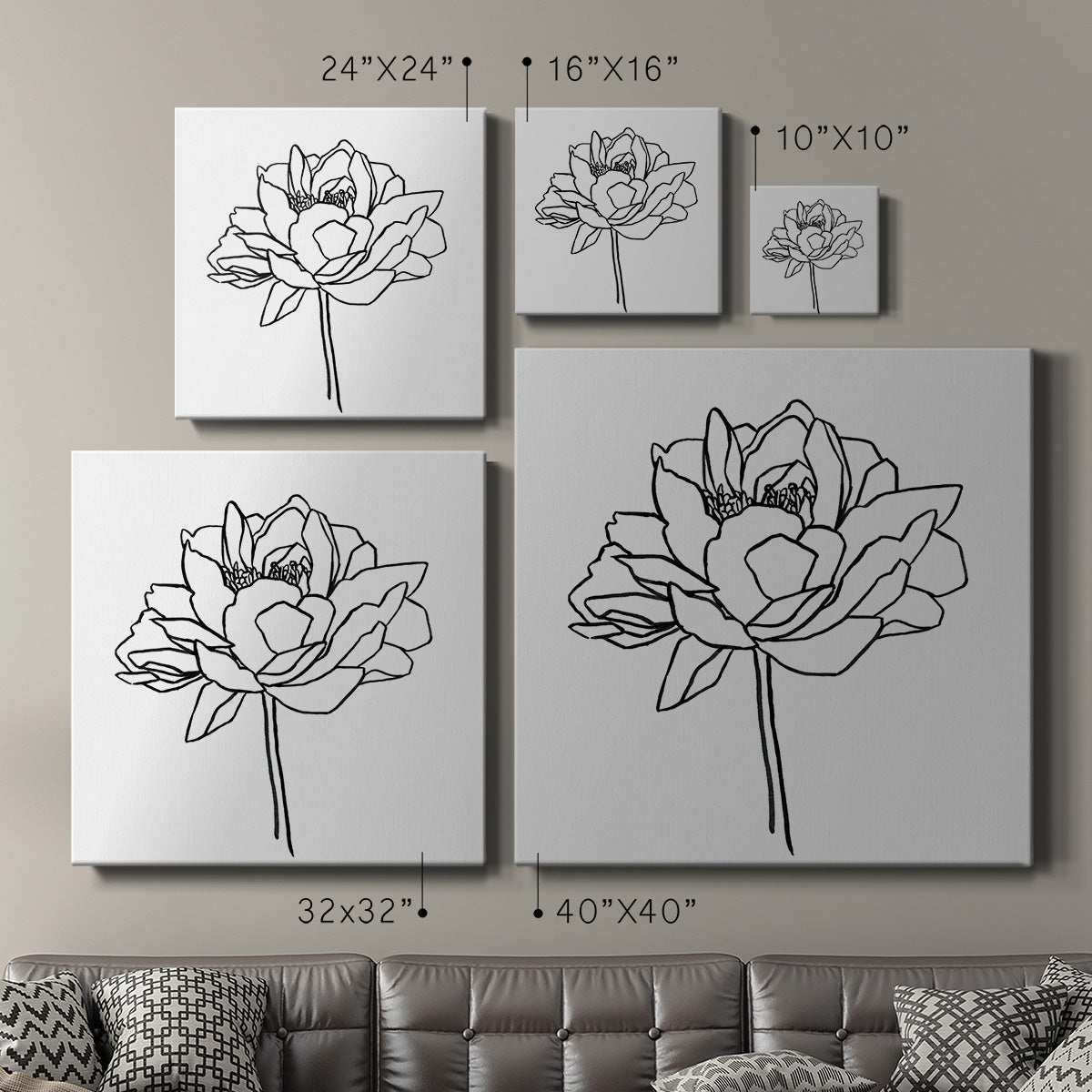Peony Contour II - Canvas Art Print