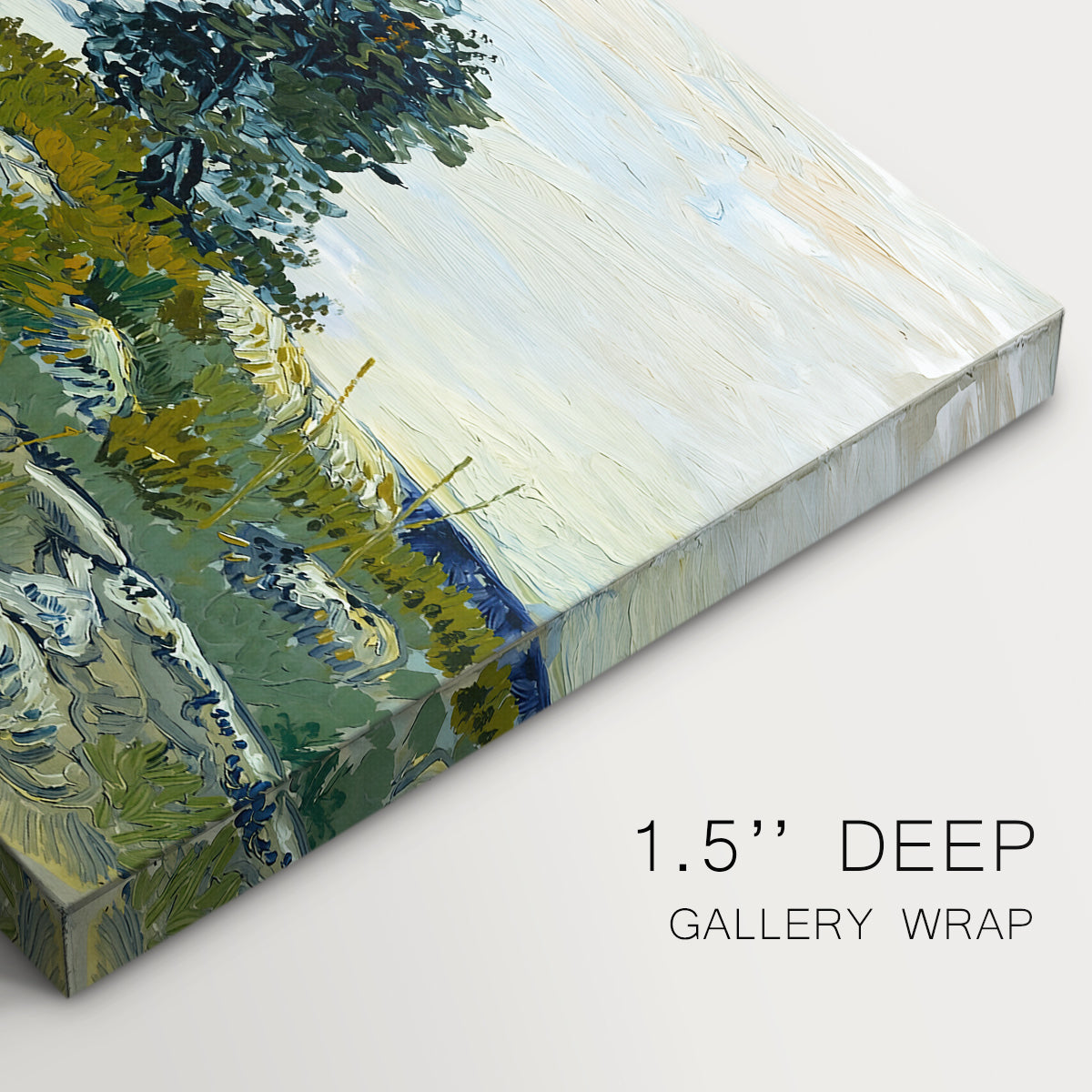 Canvas art print of a rocky terrain with natural formations and sparse vegetation under sky, highlighting texture and gallery-wrapped edges