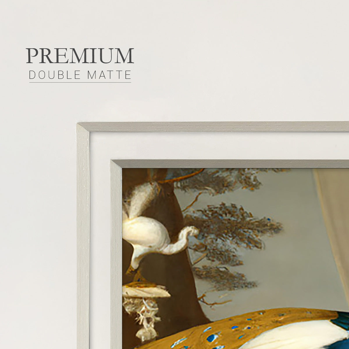 Golden Peacock v Premium Framed Print Double Matboard