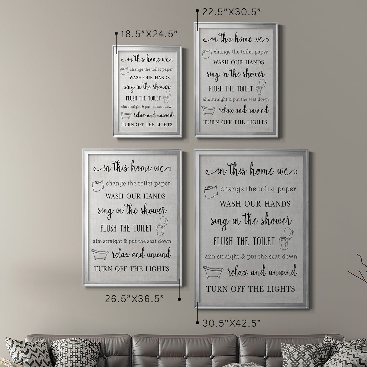 In This Bathroom - Modern Framed Canvas Print
