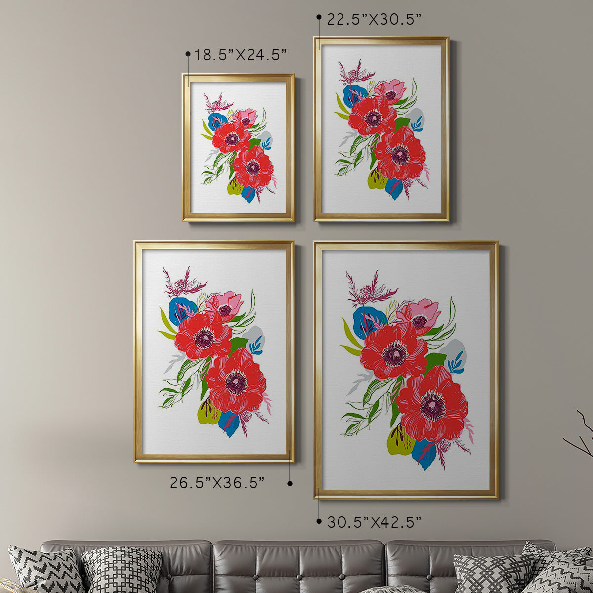 Brilliant Poppies II - Modern Framed Canvas Print