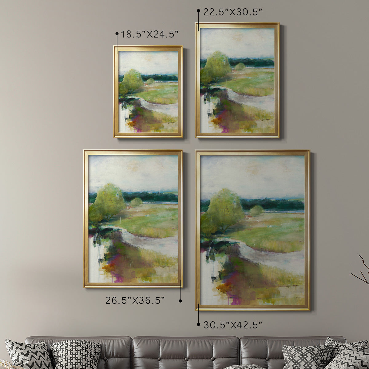 Crossing the Stream - Modern Framed Canvas Print