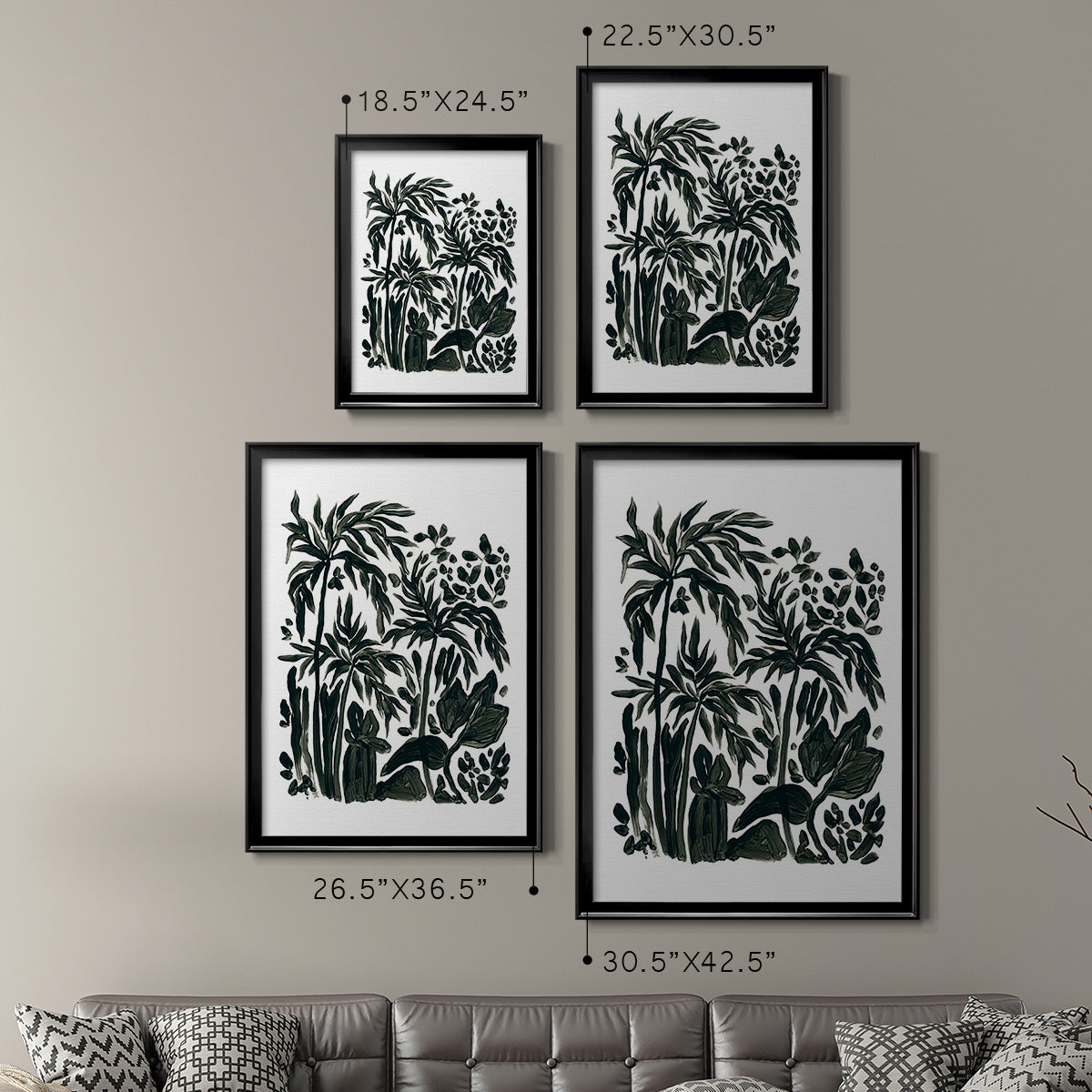 Ink Jungle III - Modern Framed Canvas Print