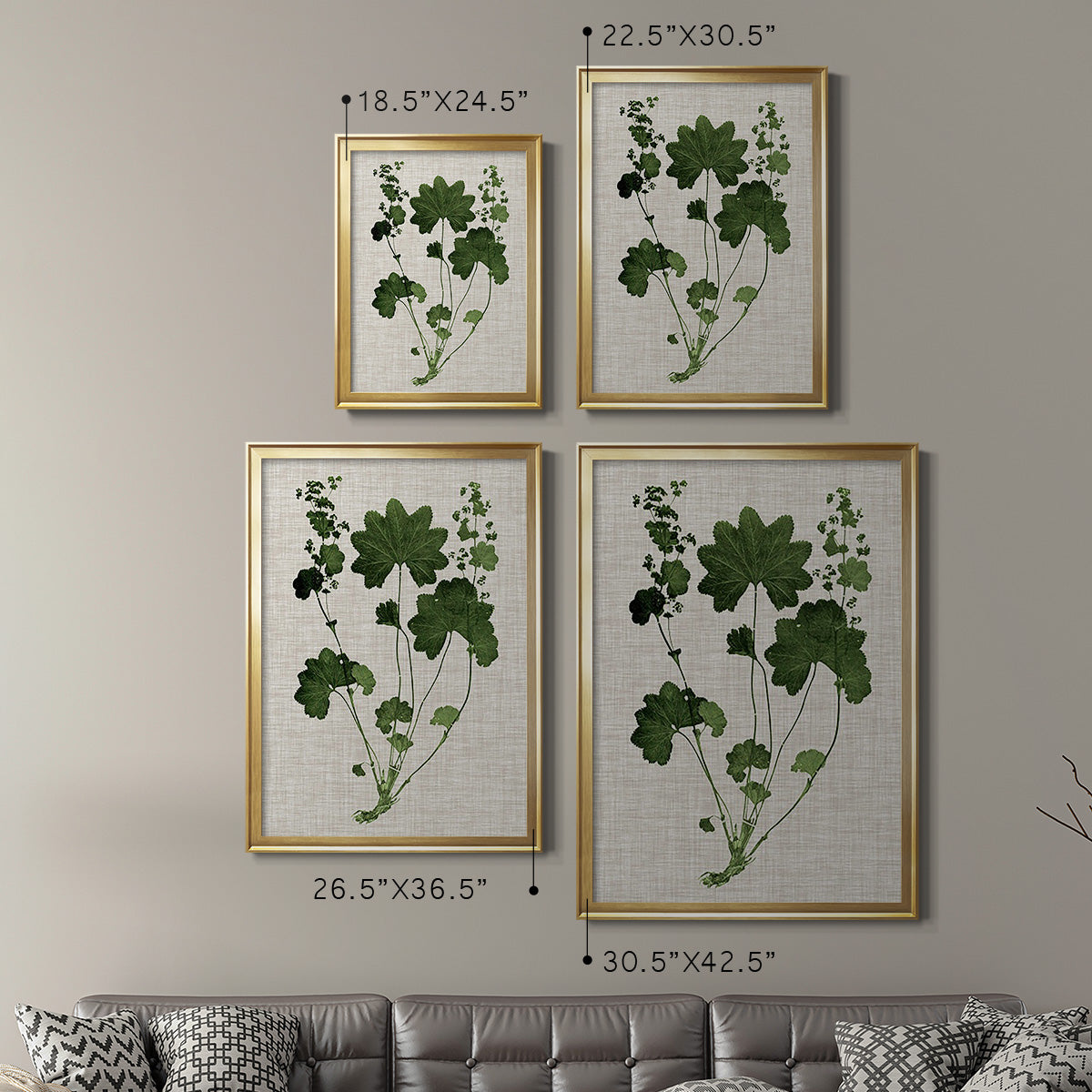 Forest Foliage on Linen IV - Modern Framed Canvas Print