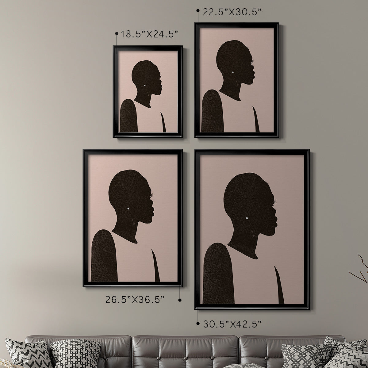 Pink Silhouette II - Modern Framed Canvas Print