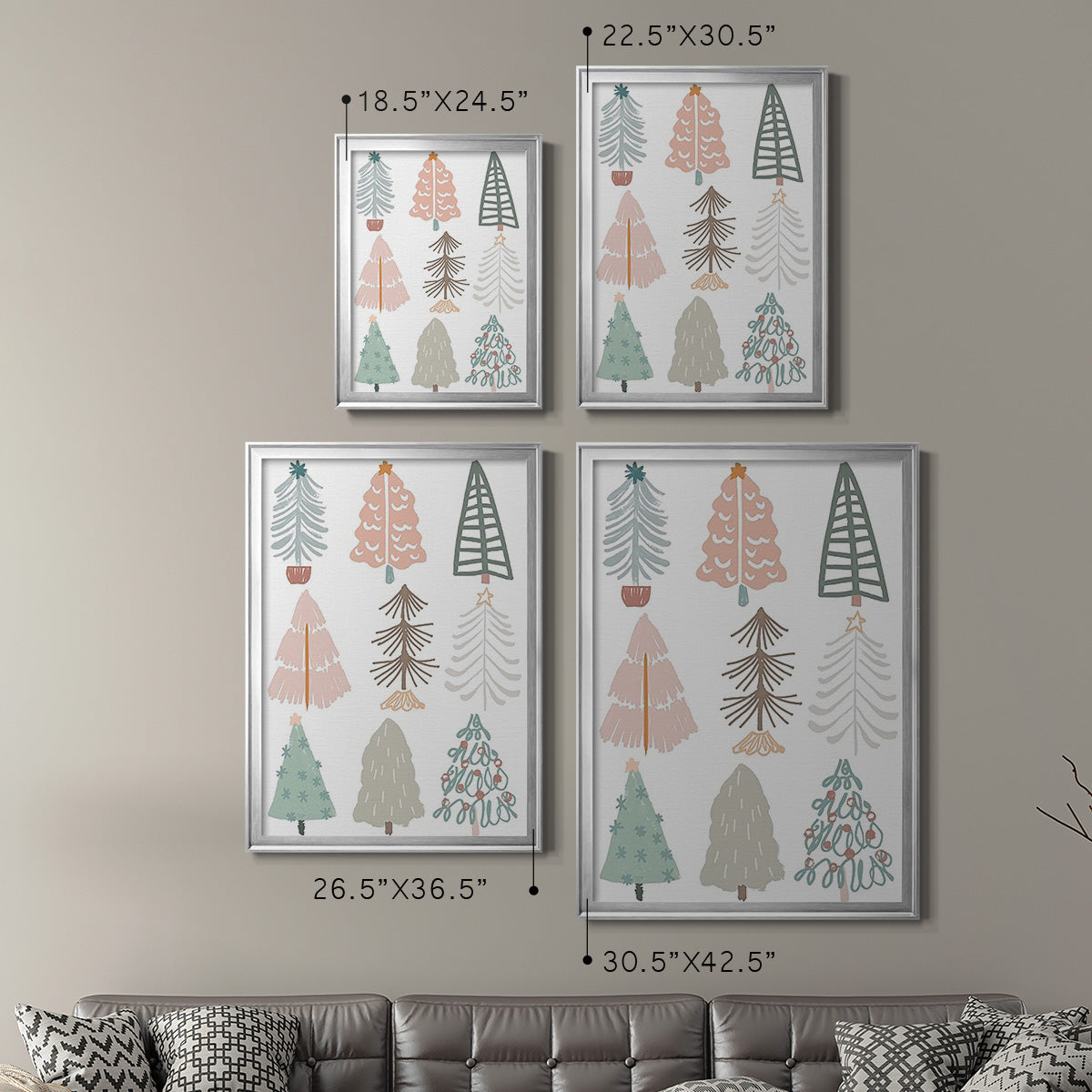 Christmas Tree Sketchbook II - Modern Framed Canvas Print