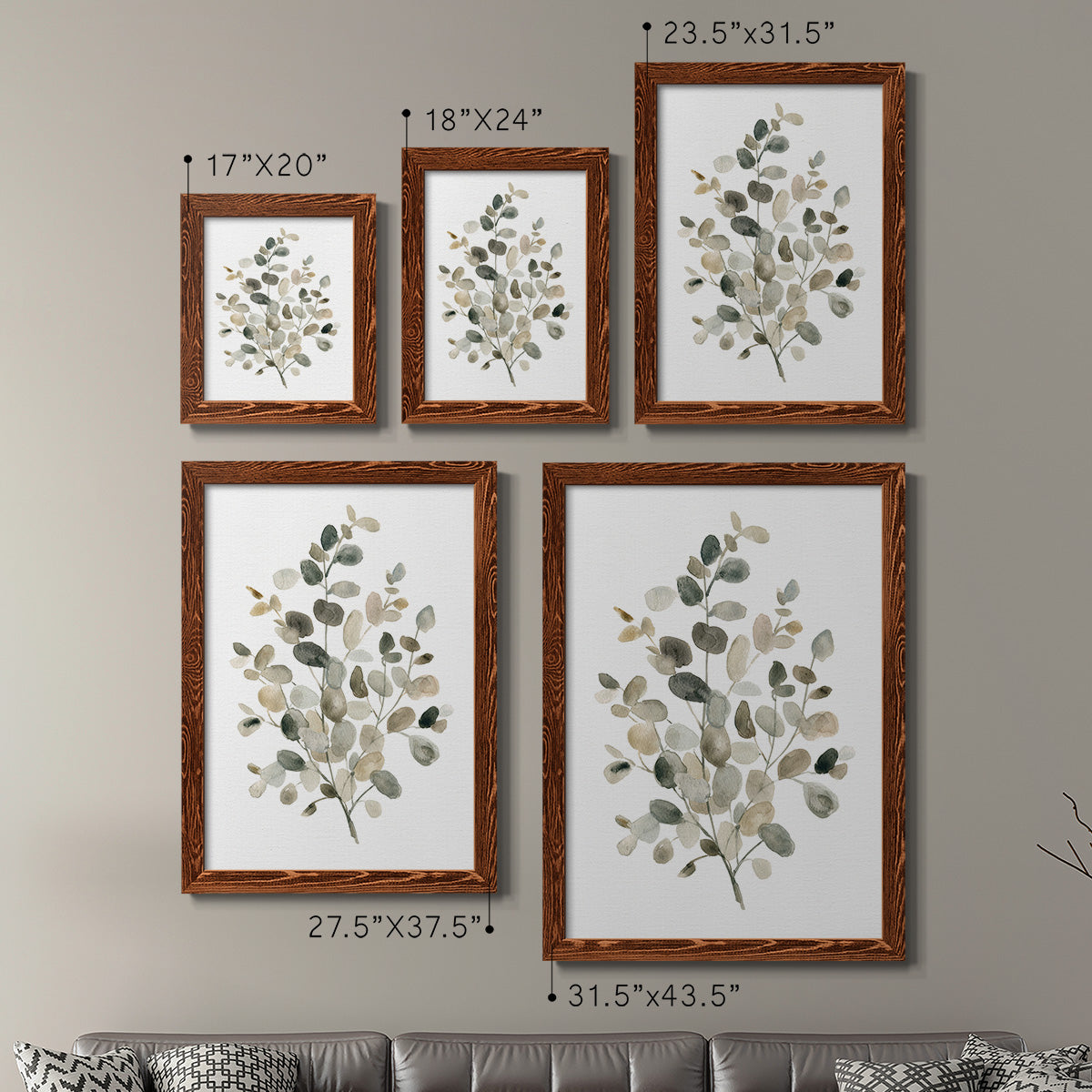 Neutral Eucalyptus I - Premium Framed Canvas 2 Piece Set - Ready to Hang