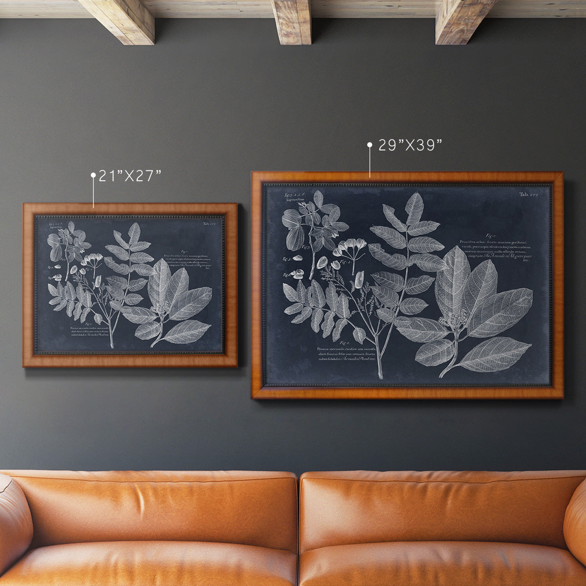 Foliage on Navy V Premium Framed Canvas- Ready to Hang