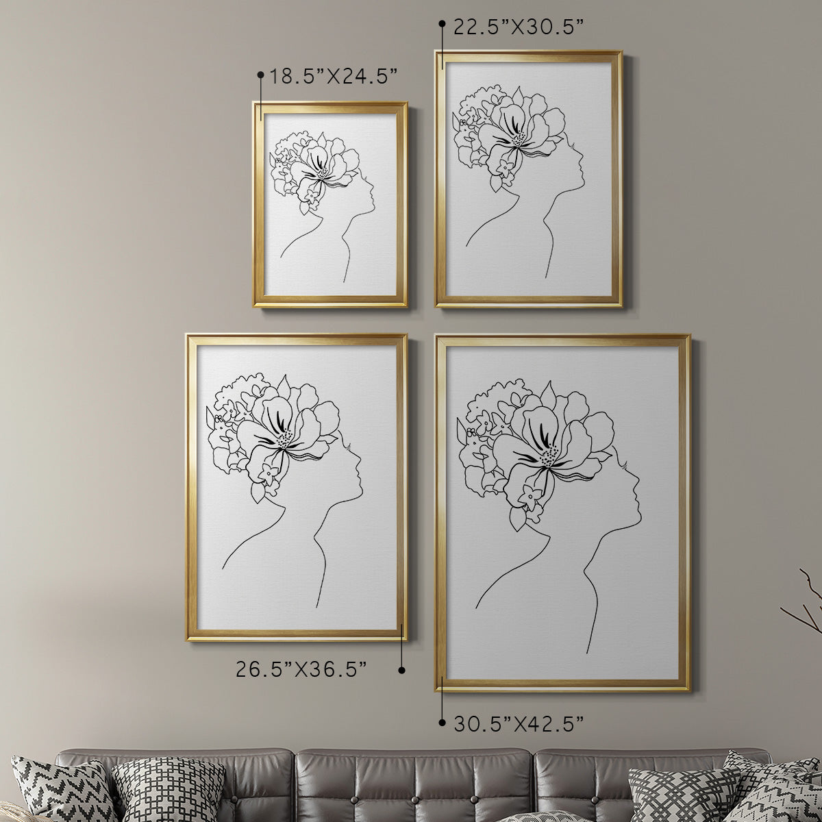 Fashion Floral Sketch I - Modern Framed Canvas Print