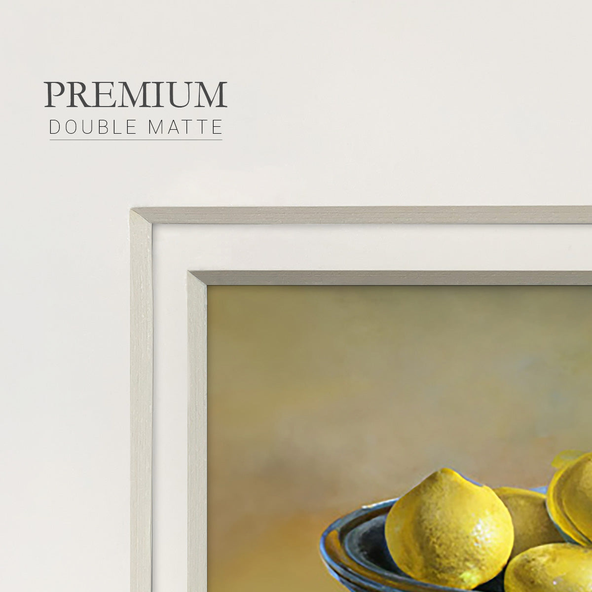 Silver Lemons Premium Framed Print Double Matboard