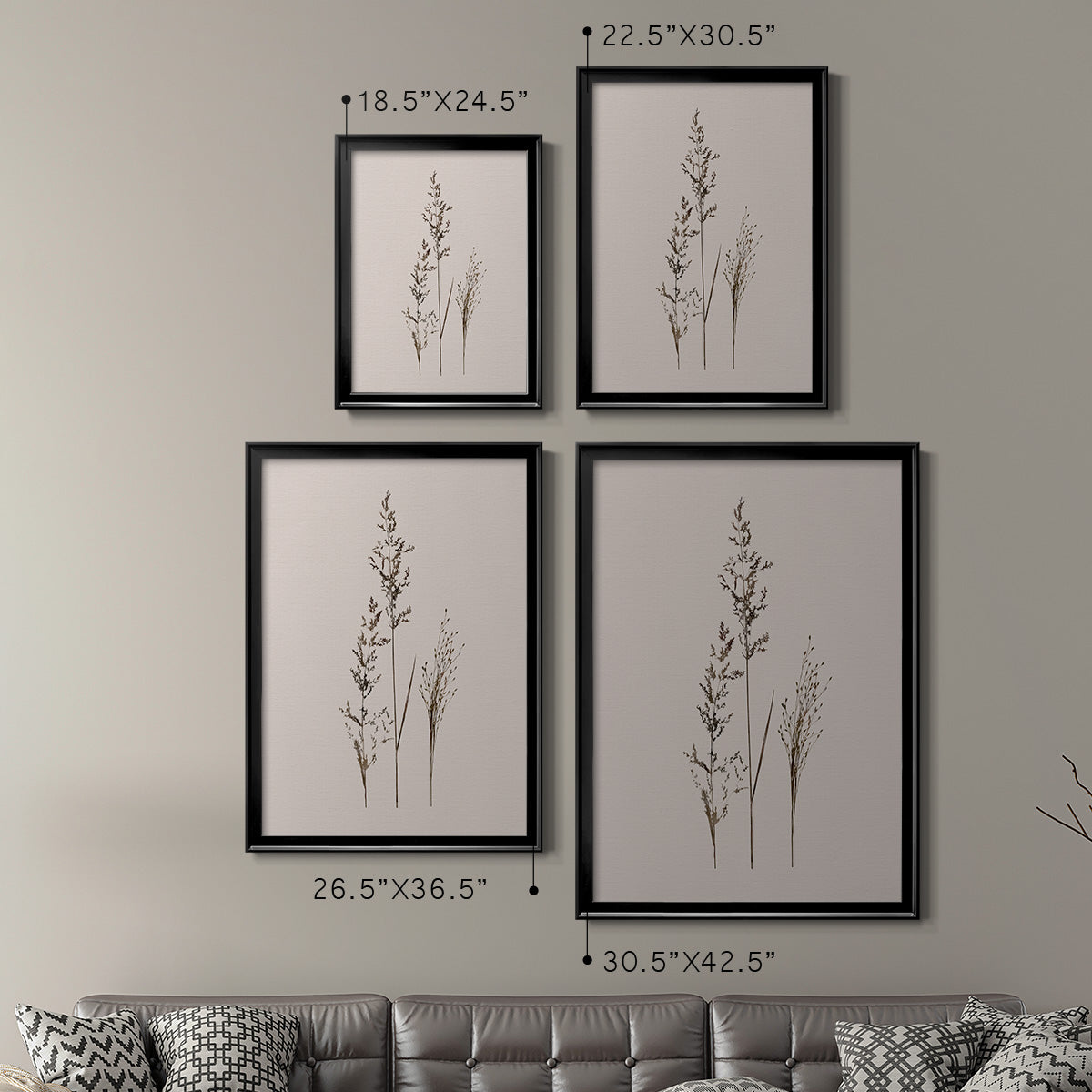 Delicate Stems I - Modern Framed Canvas Print